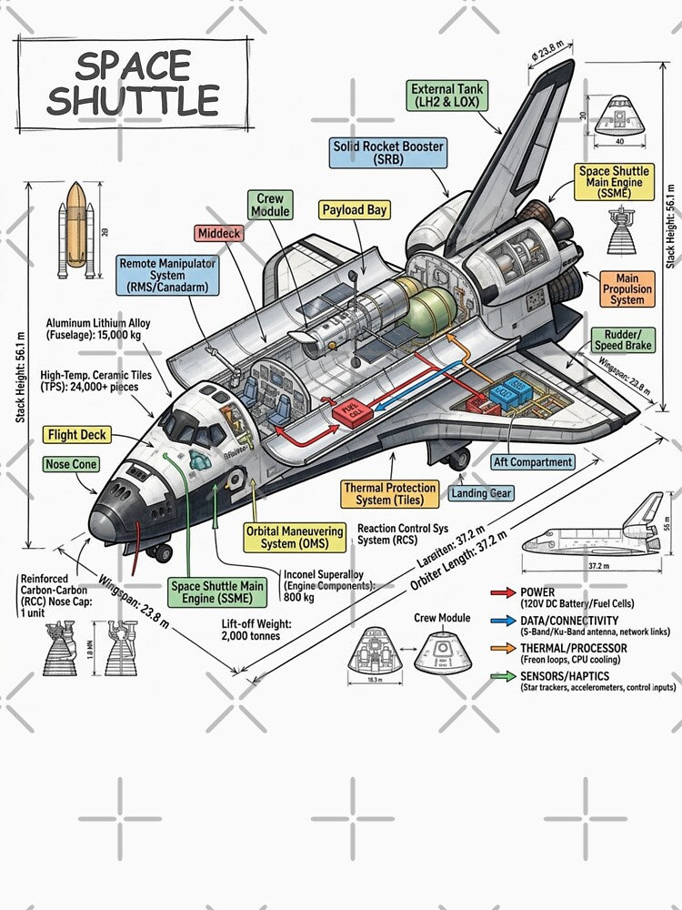 Space Shuttle - Cross-section Isometric Drawing by Rhu Creations T-Shirts, Hoodie, Sweatshirt | BlankRebels.com (Image 3)