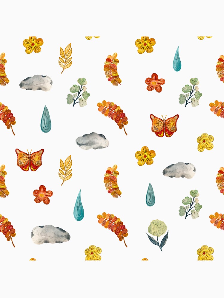 Flower butterfly drop cloud textured cute pattern by Yana Mustafina | Boho Soulful Designs T-Shirts, Hoodie,... (Image 3)