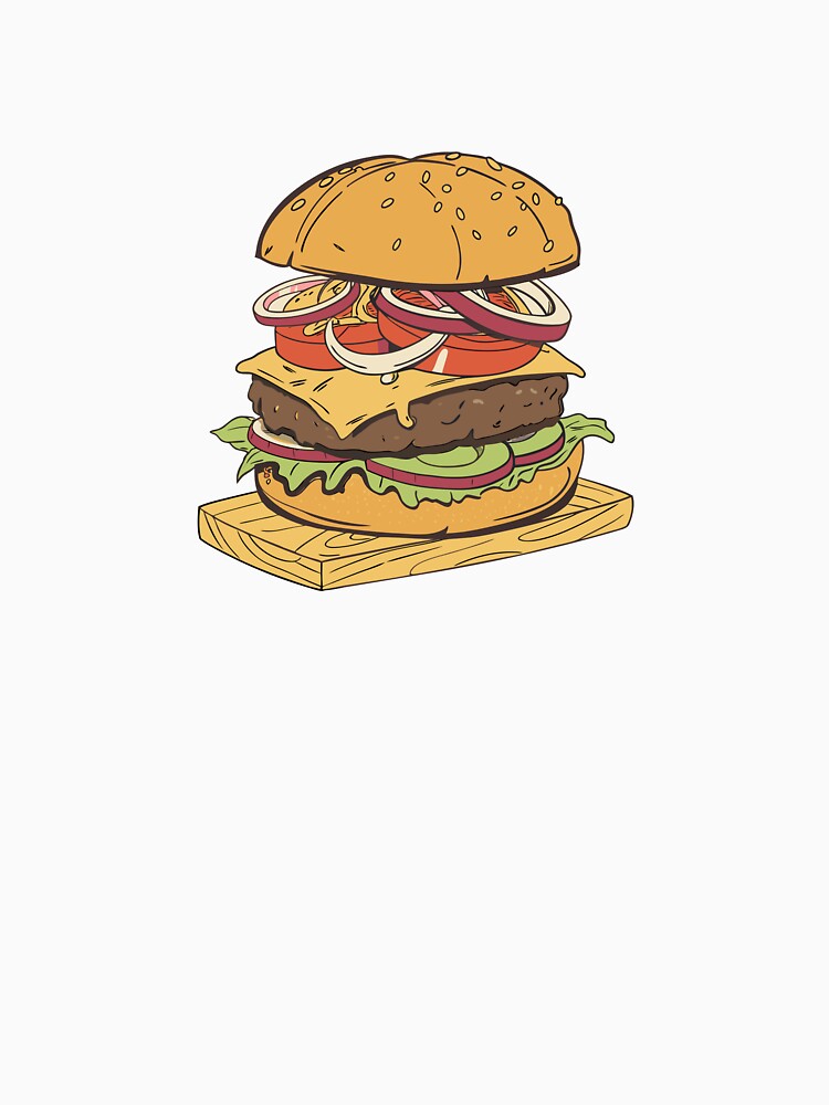 Cheesy Burger Delight – Juicy and Tasty Food Art by Warungid T-Shirts, Hoodie, Sweatshirt | BlankRebels.com (Image 3)