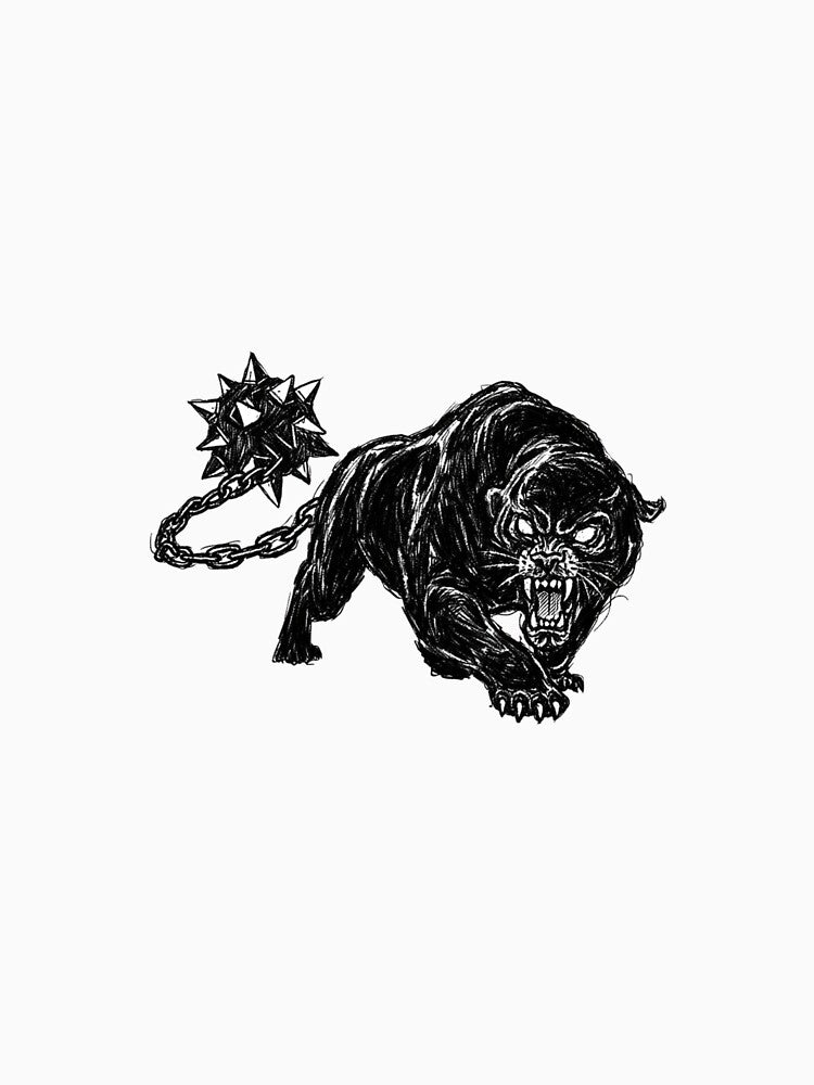 BALL AND CHAIN ~Chained Panther Ballpoint Ink Sketch | Fierce Black Panther Illustration by bipsybutton... (Image 3)