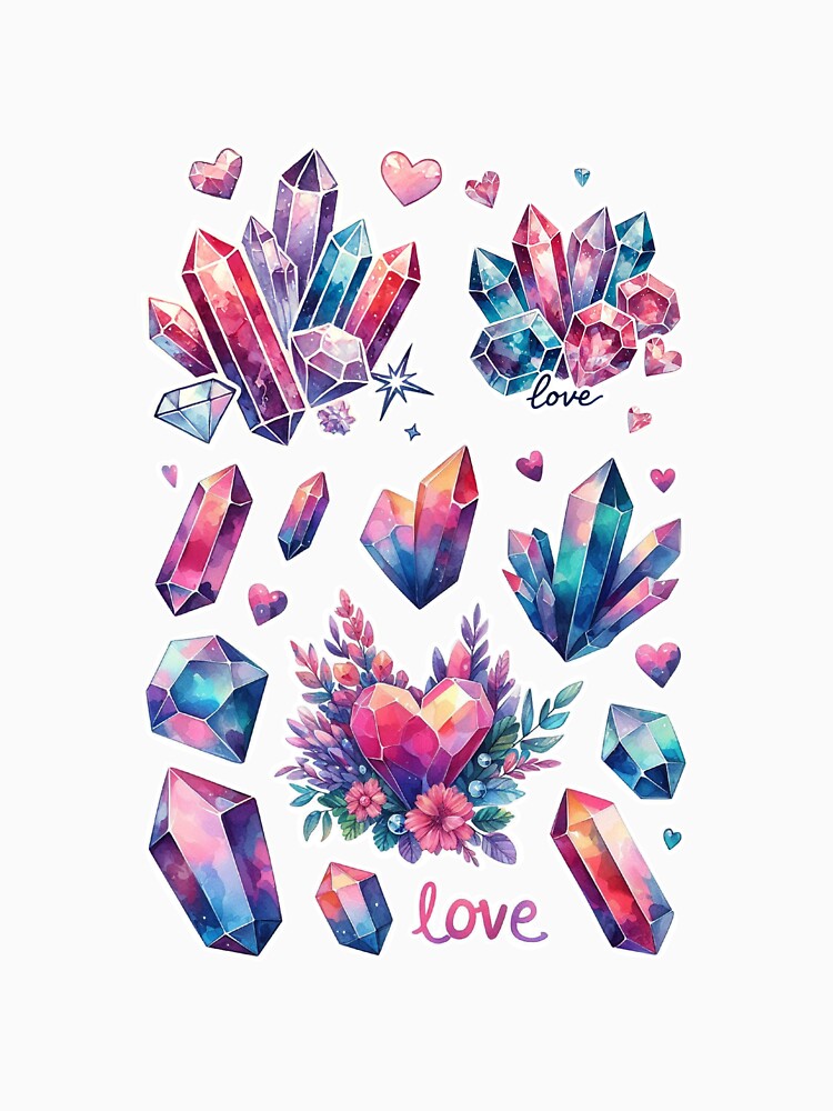 Mystical Crystal & Geode Stickers Rainbow Gemstone Crystal Enthusiasts T-Shirts, Hoodie, Sweatshirt