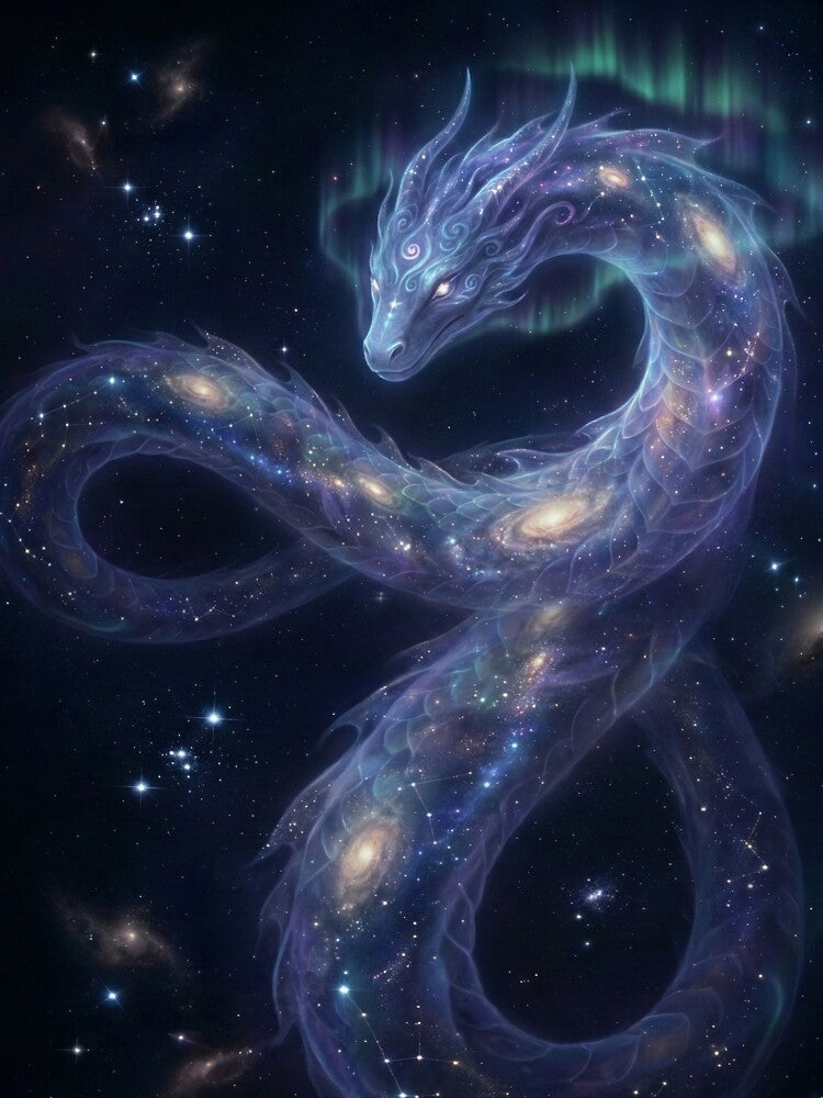 Cosmic Dragon Galaxy Space Art - Celestial Serpent Universe Mystical Fantasy Design by VibeCraftique T-Shirts,... (Image 3)