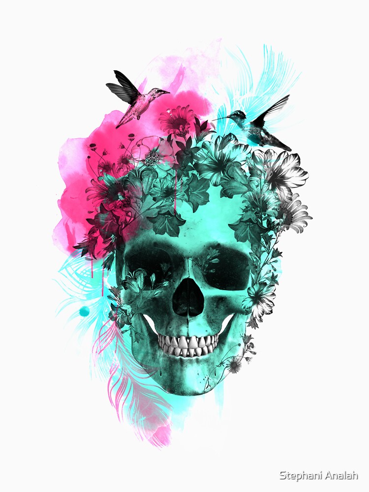 Hummingbird Skull Pastel Gothic Aesthetic Tribal Floral by Stephani Analah T-Shirts, Hoodie, Sweatshirt (Image 3)