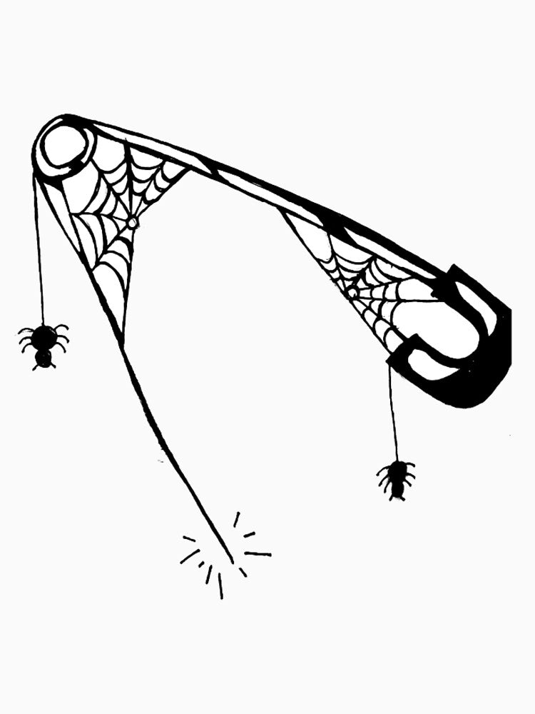 Grayscale Safety Pin With Spiderwebs by KayTurtless T-Shirts, Hoodie, Sweatshirt | BlankRebels.com (Image 3)