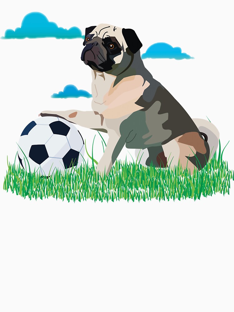 Cute Pug Playing Soccer – Funny Dog Illustration by Alecrat