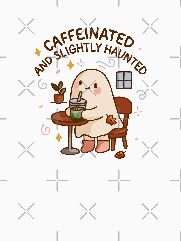 Caffeinated and Slightly Haunted – Cute Cozy Ghost with Matcha Bubble Tea | SnugbugStudios Illustration Sticker... (Image 3)