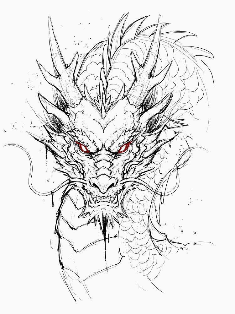 Cool Dragon Manga Sketch by Shigen16 T-Shirts, Hoodie, Sweatshirt | BlankRebels.com (Image 3)