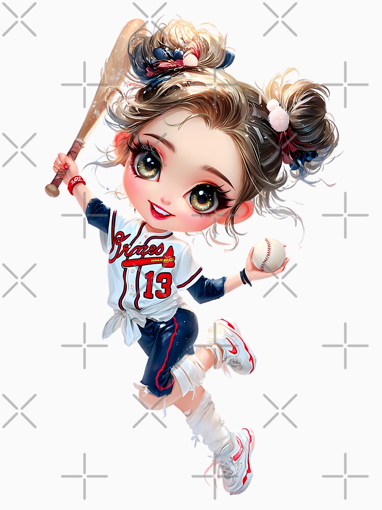 Cute Chibi Baseball Girl Navy Red Team Sports Fan Art by DNDU_Design T-Shirts, Hoodie, Sweatshirt | BlankRebels.com (Image 3)