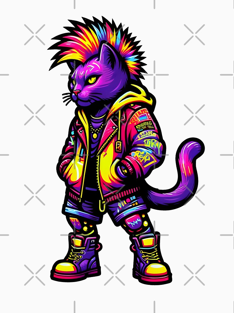 male Neon Punk Cat Punks Not Dead by Mekone