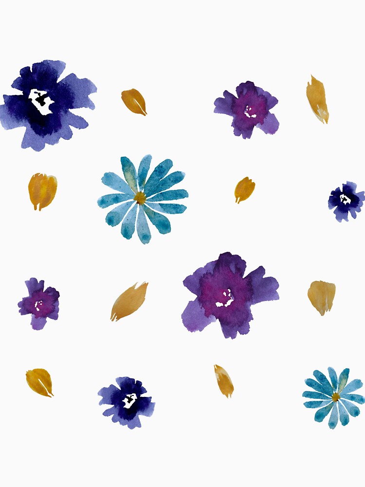 Violet daisy flower peony petal pattern watercolor by Yana Mustafina | Boho Soulful Designs T-Shirts, Hoodie,... (Image 3)