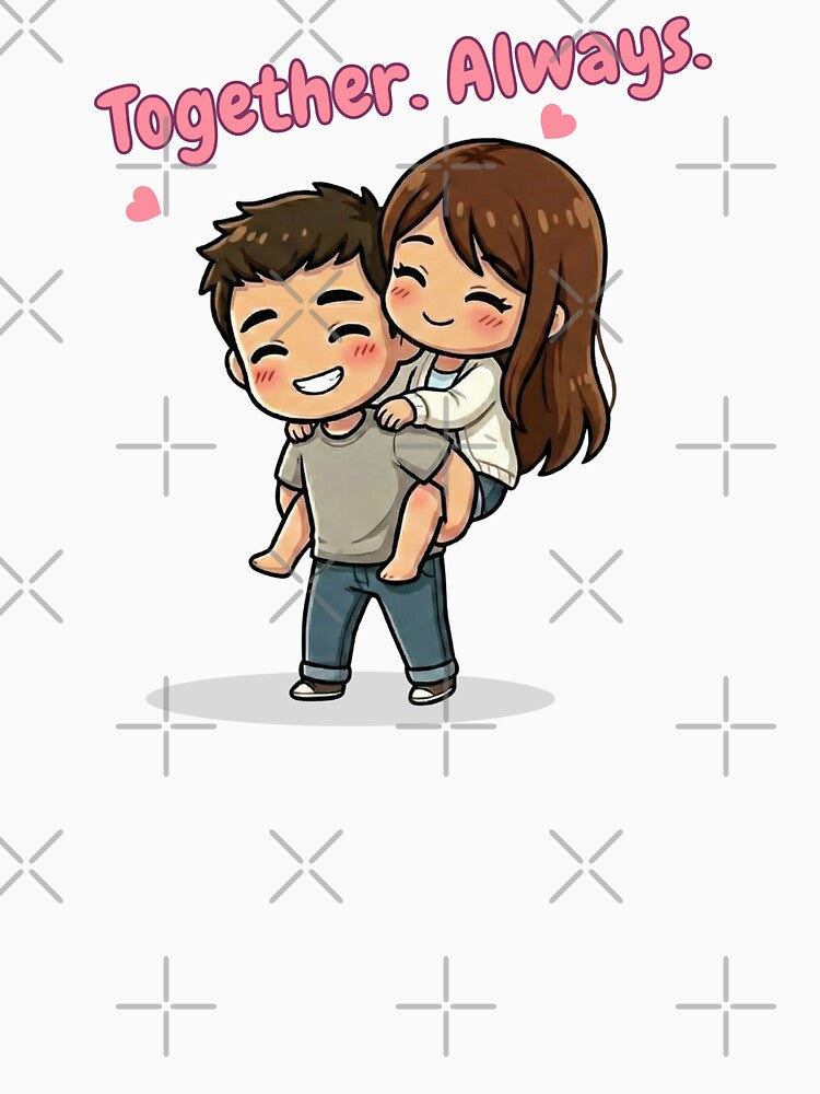 Together Always Cute Couple – Everyday Love Illustration for Valentine & Anniversary Gifts by Beeform T-Shirts,... (Image 3)