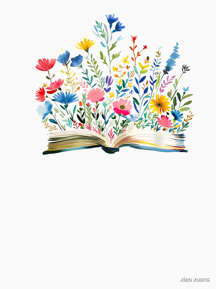 Watercolor Flowers Growing From Book 02 by xiao xuans T-Shirts, Hoodie, Sweatshirt | BlankRebels.com (Image 3)