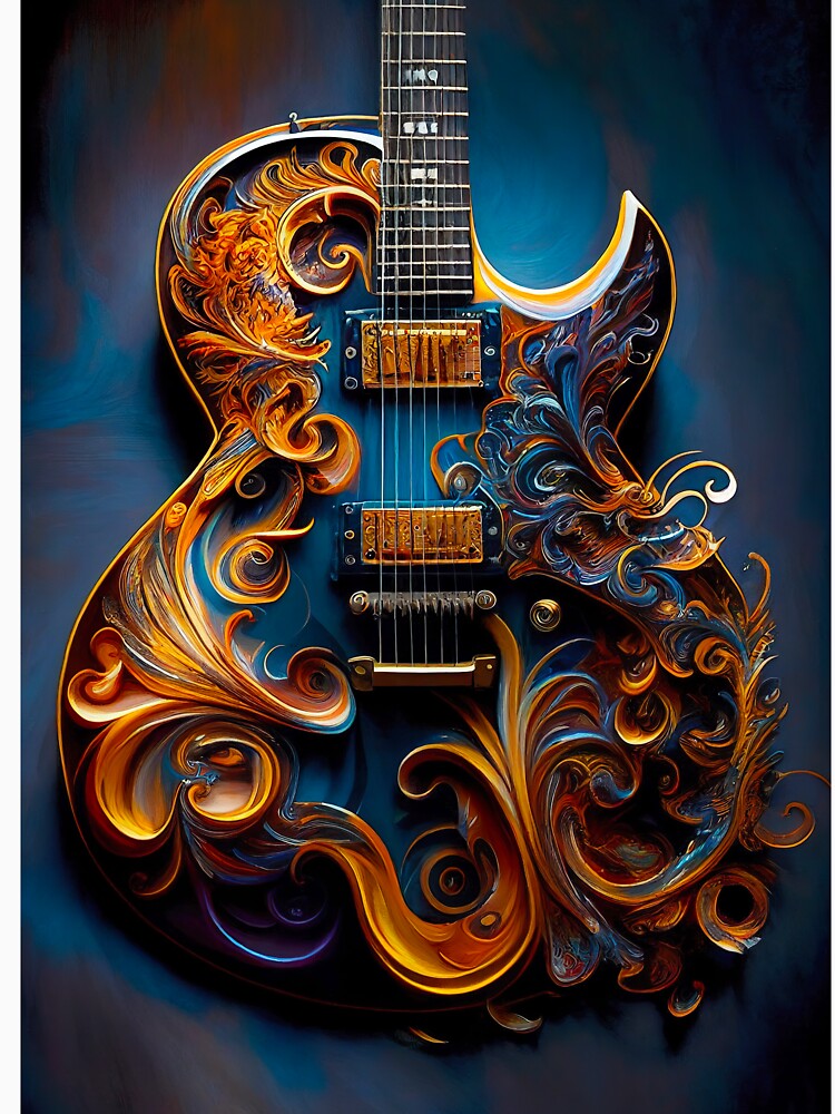 Electric Guitar Abstract Painting by Christophe Henin T-Shirts, Hoodie, Sweatshirt | BlankRebels.com (Image 3)