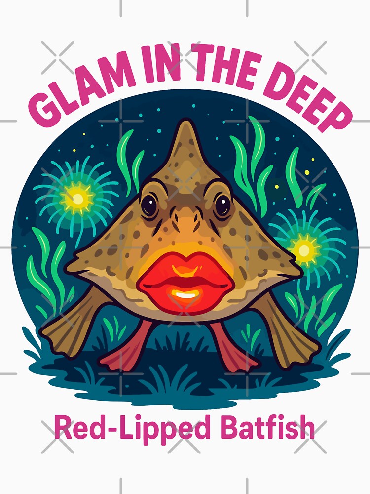 Glam in the Deep – Red-Lipped Batfish Cute Deep Sea Creature by WildlifeInc T-Shirts, Hoodie, Sweatshirt (Image 3)