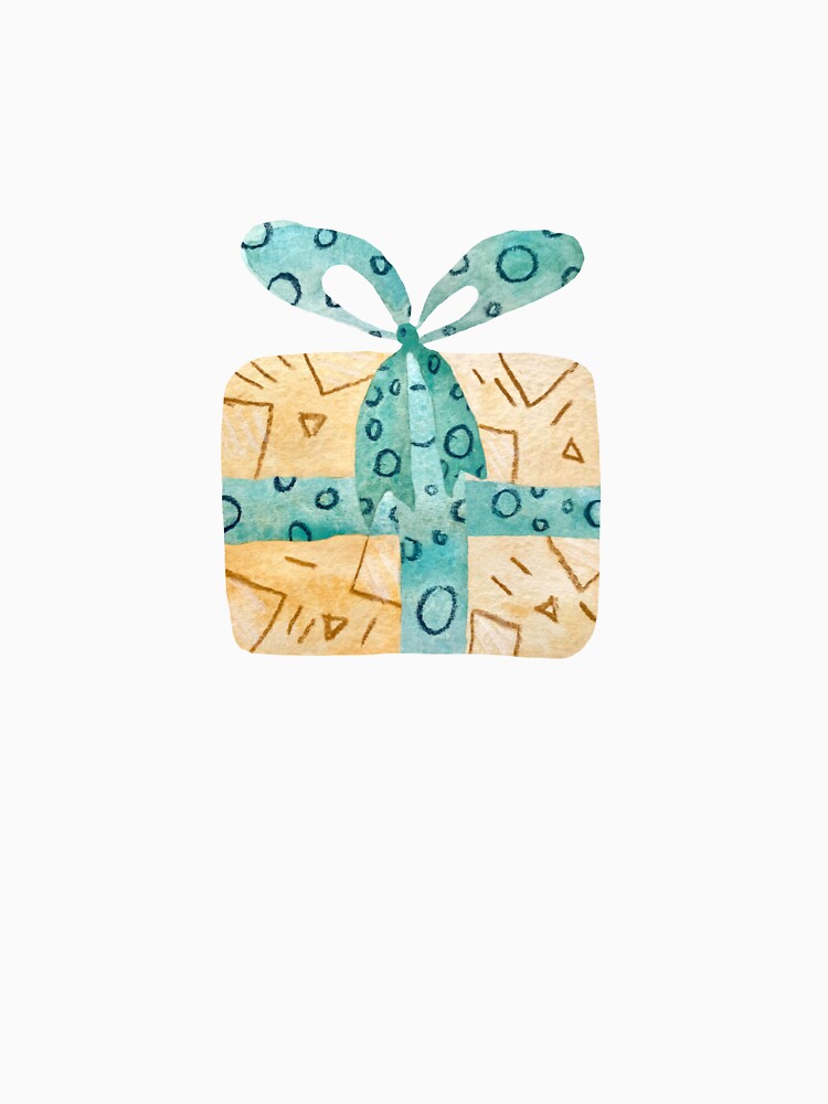 Gift box yellow textured pencil watercolor sketch by Yana Mustafina | Boho Soulful Designs T-Shirts, Hoodie,... (Image 3)