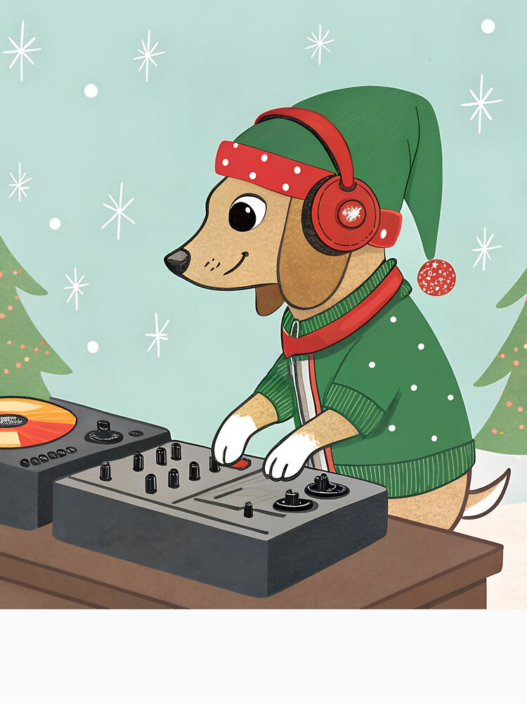 DJ funny dog on Christmas Party by AhArtMe T-Shirts, Hoodie, Sweatshirt | BlankRebels.com (Image 3)