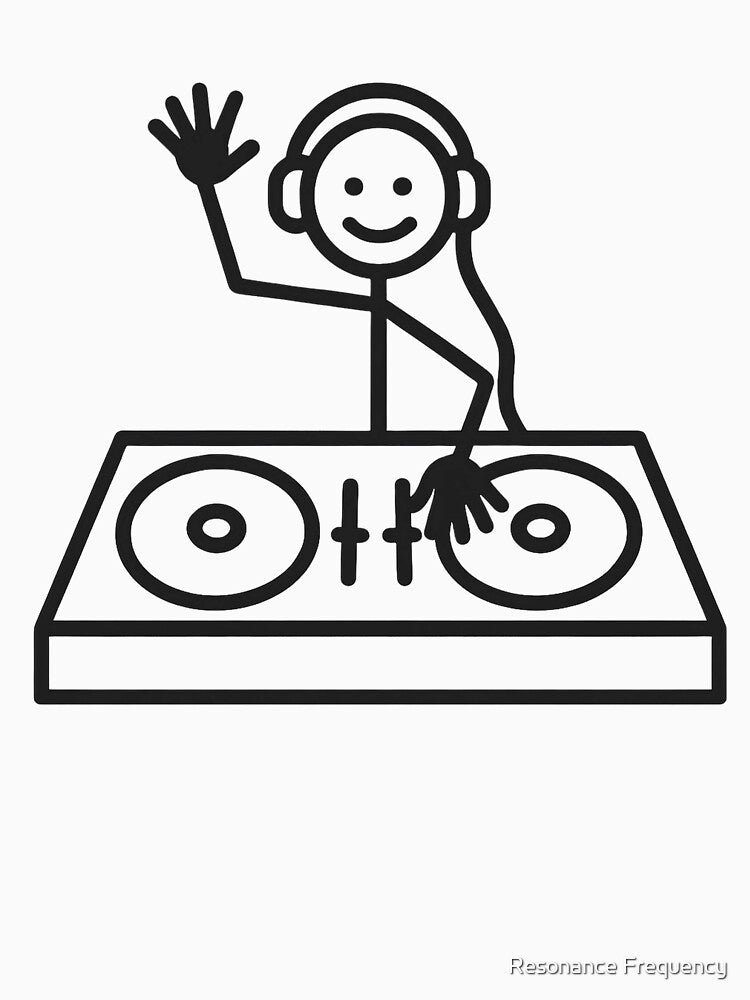 Stick Figure DJ - Fun Minimalist Music Lover Design by Resonance Frequency T-Shirts, Hoodie, Sweatshirt (Image 3)