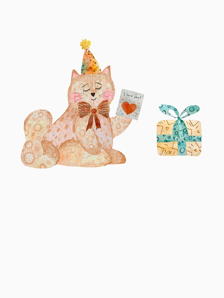 Cat toy card love gift textured watercolor by Yana Mustafina | Boho Soulful Designs T-Shirts, Hoodie, Sweatshirt (Image 3)