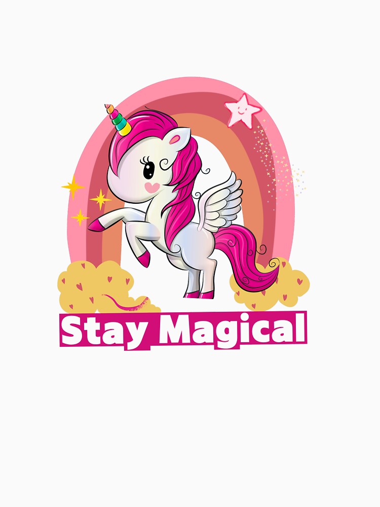 Stay Magical – Cute Kawaii Unicorn Rainbow Art – Pastel Fantasy Girl Gift by PCGraphicStudio T-Shirts, Hoodie,... (Image 3)