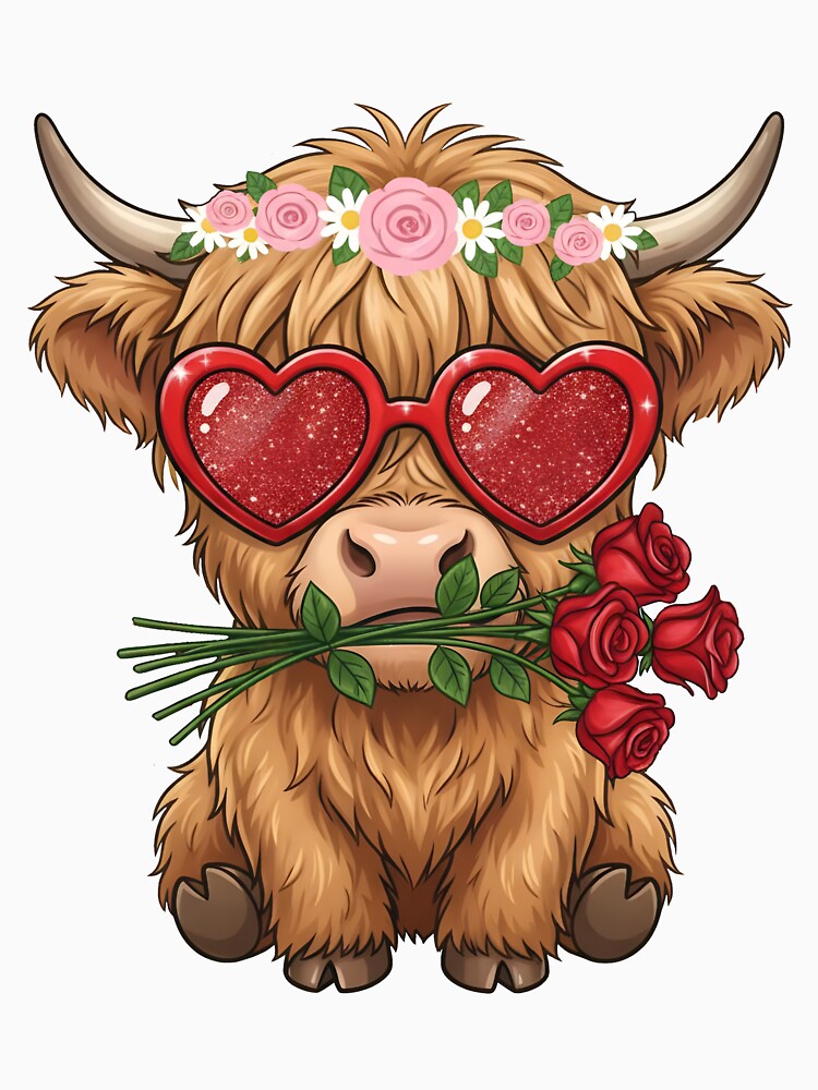 Highland Cow Valentine's Day Cute Valentine Highland Cow by KroghDs T-Shirts, Hoodie, Sweatshirt | BlankRebels.com (Image 3)