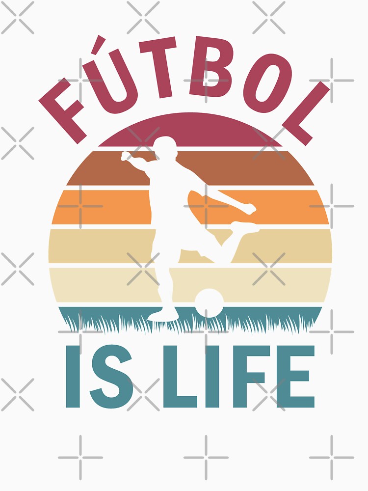 Fútbol Is Life Football and Soccer Lover Vintage Retro Sunset by Scratches Tees