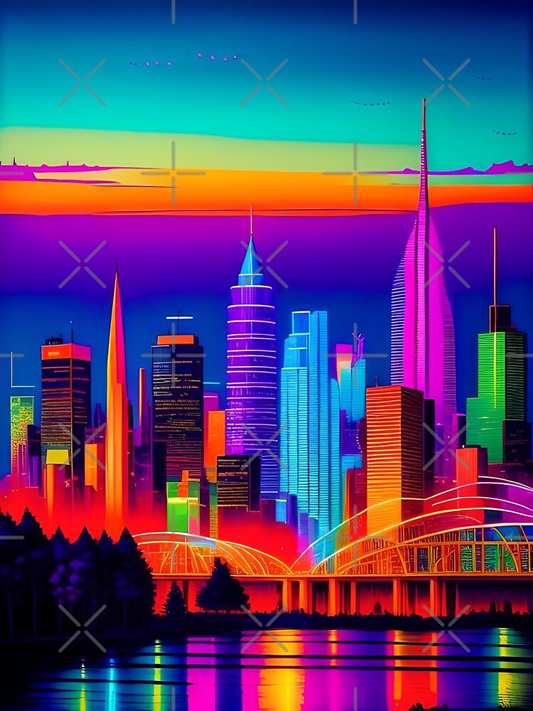 Large Colorful City Skyline Abstract Art by Esterlane T-Shirts, Hoodie, Sweatshirt | BlankRebels.com (Image 3)
