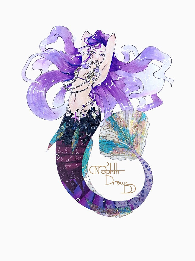 Purple Wave Belly Chain Mermaid Drawing by Naphth T-Shirts, Hoodie, Sweatshirt | BlankRebels.com (Image 3)