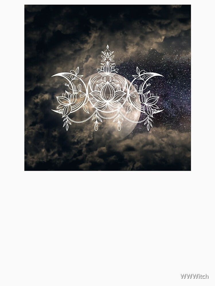 Triple Moon Lunar Full Moon Lotus Flower by WildWoodlandWitch T-Shirts, Hoodie, Sweatshirt | BlankRebels.com (Image 3)