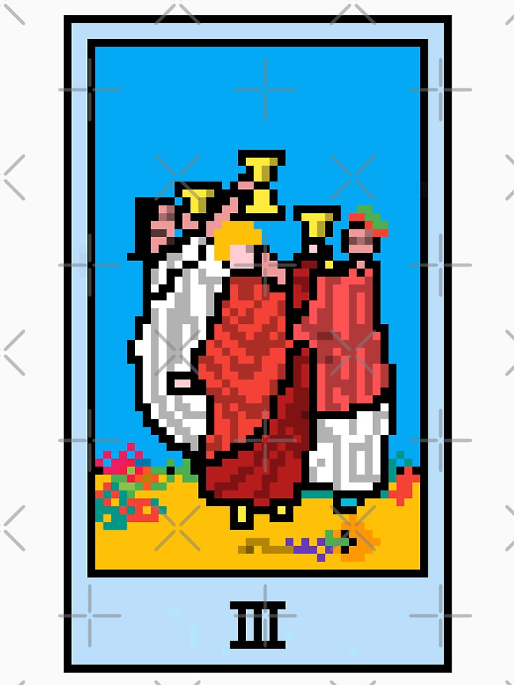 Wait, is this pixel art tarot? Yellow - Minor Arcana 'Three of Cups' (Design for T-shirt, stickers and other... (Image 3)