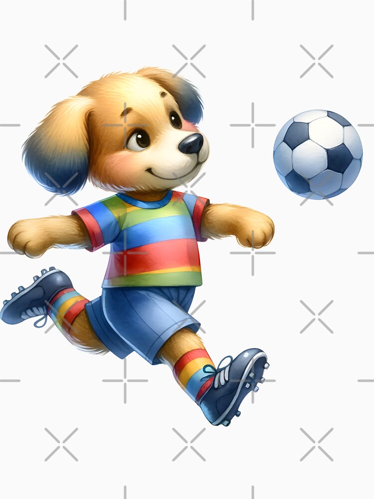 Dreamy Dribbler: Whimsical Dog Playing Soccer in Watercolor by KNAA