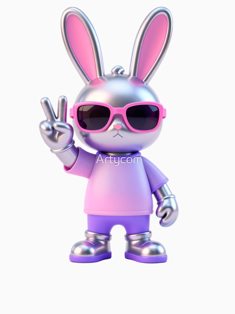 Cool Bunny in Sunglasses Peace Sign Retro Y2K Easter Vibes by Artycom T-Shirts, Hoodie, Sweatshirt (Image 3)