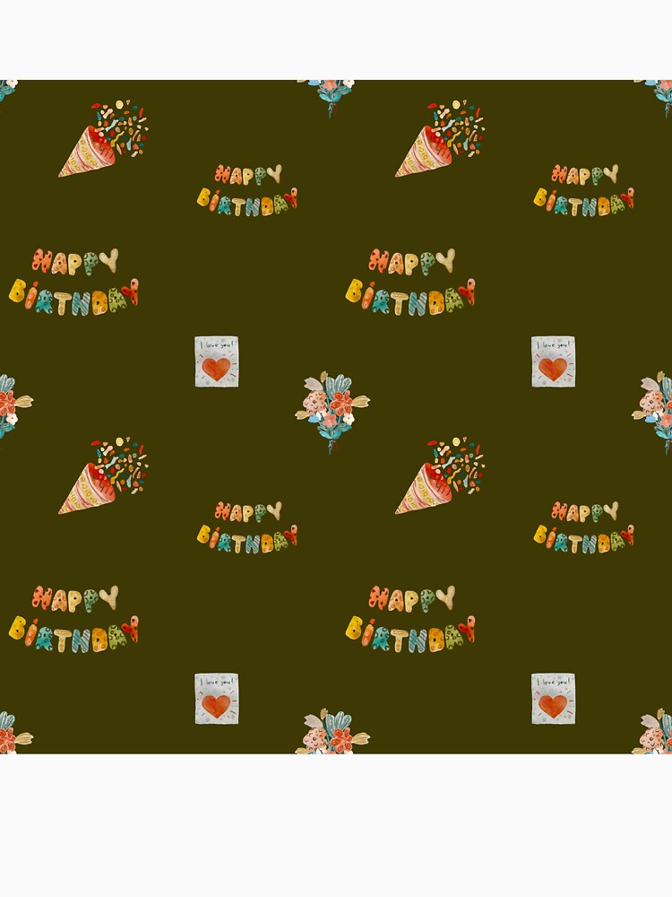 Birthday confetti sketch cute pattern a watercolor green by Yana Mustafina | Boho Soulful Designs T-Shirts,... (Image 3)