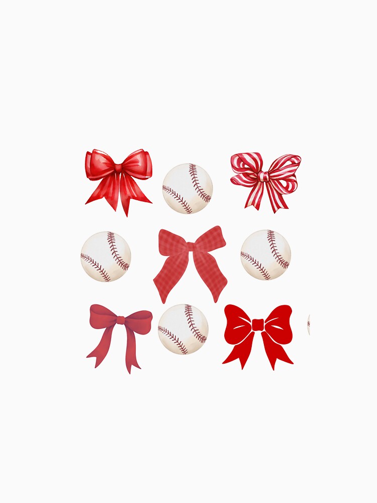Cute Baseball and Bows Design - Softball Mom Aesthetic | Sporty & Girly Graphic by Designmypaige
