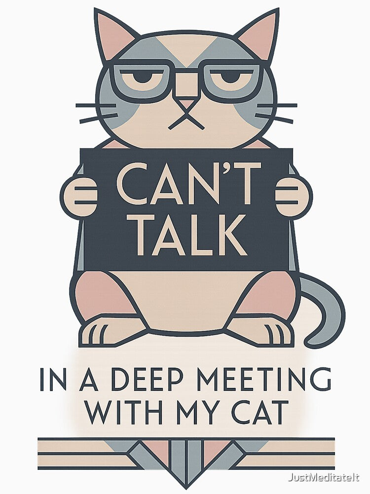 Can't talk. In a deep meeting with my cat! – Funny T-Shirt and Hoodie for Cat Lovers – Cozy Introvert Vibe by... (Image 3)