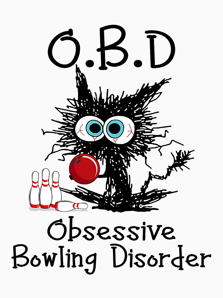 OBD Obsessive Bowling Disorder Funny Black Cat Bowling by herlindasuen T-Shirts, Hoodie, Sweatshirt (Image 3)