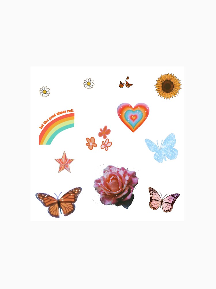 hippie butterfly flower sticker pack | let the good times roll by monikizz T-Shirts, Hoodie, Sweatshirt (Image 2)