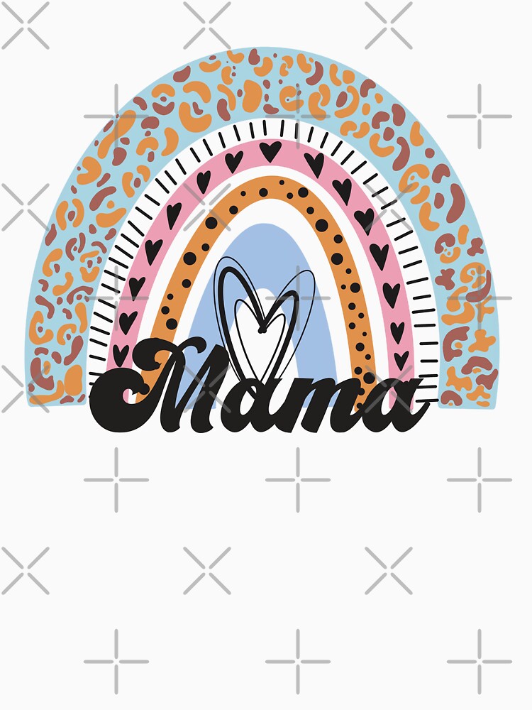 Boho Leopard Rainbow Mama Shirt – Cute Pastel Heart and Animal Print Design by HastyHouse Hoodie, Sweatshirt (Image 3)