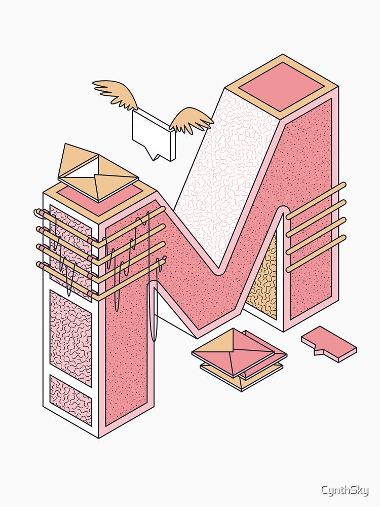 Pastel Retro Letter M by CynthSky T-Shirts, Hoodie, Sweatshirt | BlankRebels.com (Image 3)