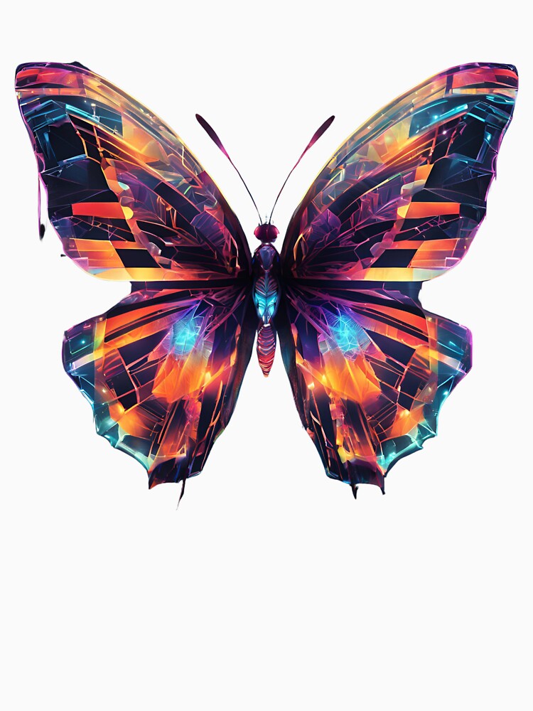 Electric Butterfly - Neon Cyber Butterfly with Futuristic Glow by Traloch O'Laoi T-Shirts, Hoodie, Sweatshirt (Image 3)
