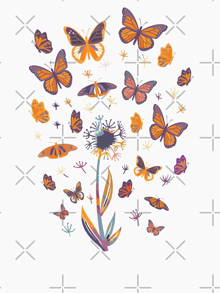 Dandelion Butterflies Aesthetic Floral Colorful by artado T-Shirts, Hoodie, Sweatshirt | BlankRebels.com (Image 3)