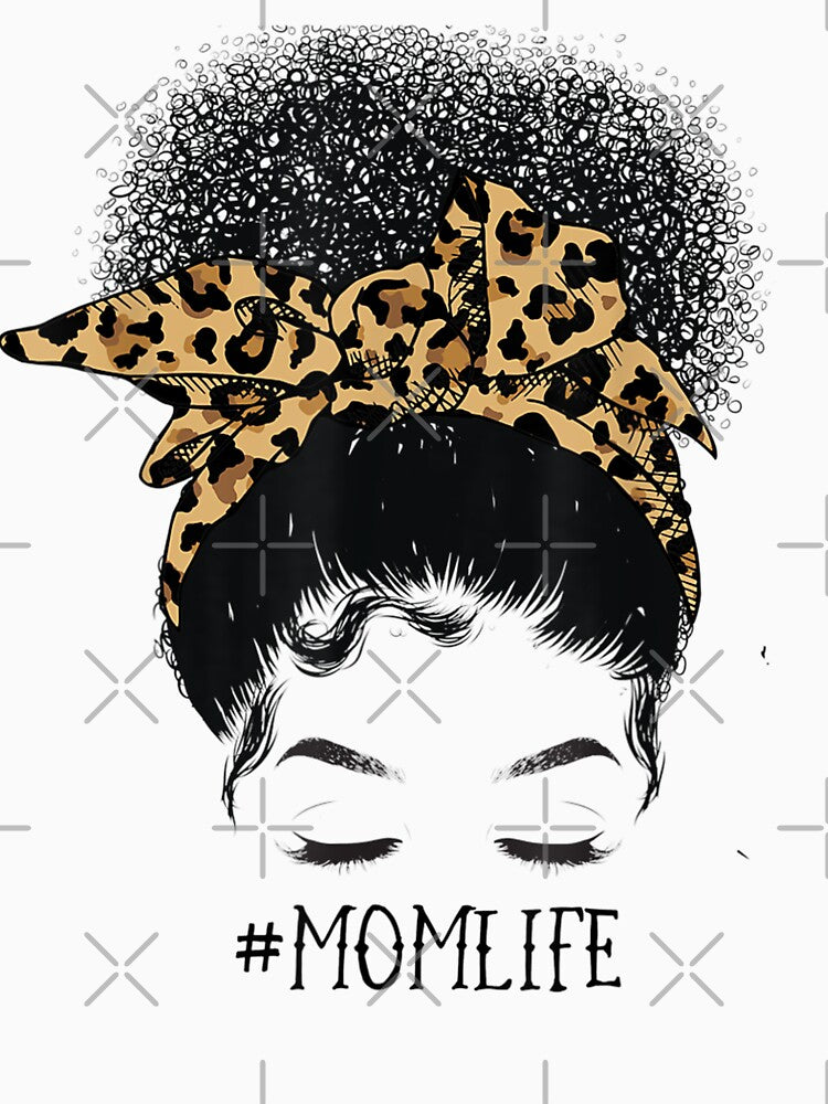 Afro Mom Life Messy Bun Leopard Funny Black Mom Mothers Day by Kezichy T-Shirts, Hoodie, Sweatshirt (Image 3)