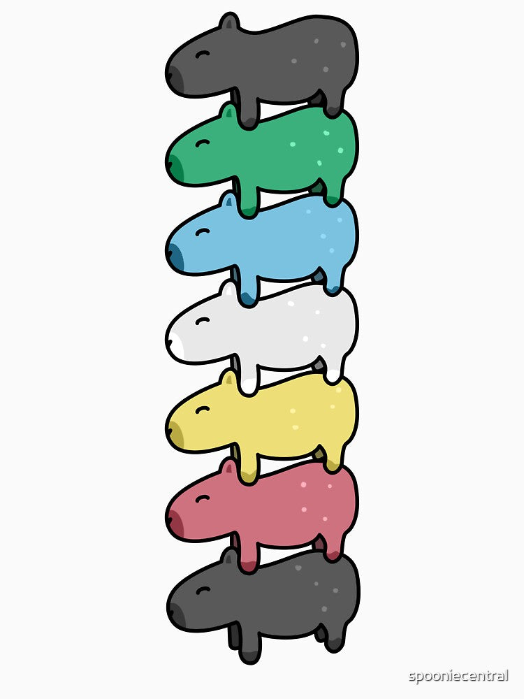 Capybara Stack in Disability Pride Flag Colors by spooniecentral T-Shirts, Hoodie, Sweatshirt | BlankRebels.com (Image 3)