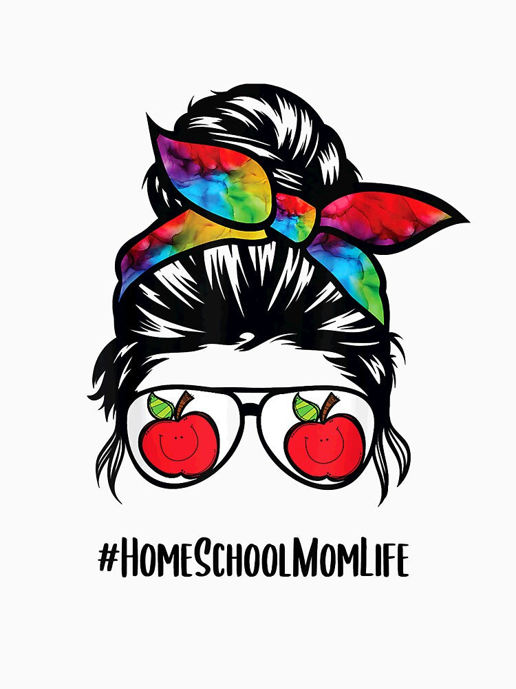 Messy Bun Life of a Homeschool Mom Mother's Day Super Mom by PassionPara T-Shirts, Hoodie, Sweatshirt (Image 3)