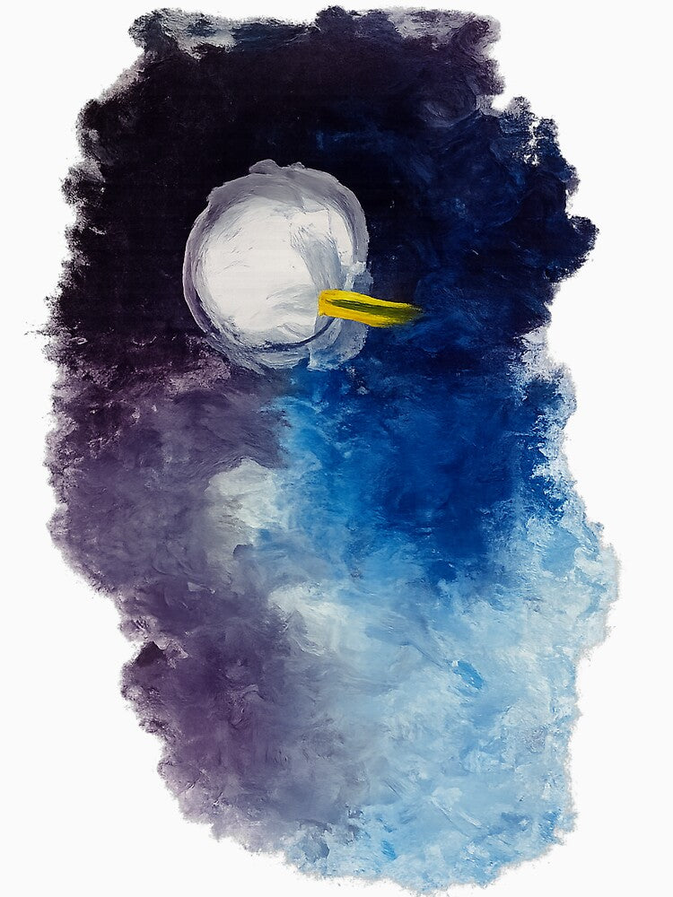 Moon Energy: Blue Abstract Artwork with Yellow Accent by Shane Peter Conroy T-Shirts, Hoodie, Sweatshirt (Image 3)