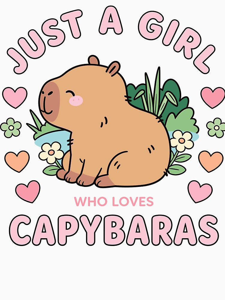 Just a Girl Who Loves Capybaras Cute Kawaii by badisolam T-Shirts, Hoodie, Sweatshirt | BlankRebels.com (Image 3)