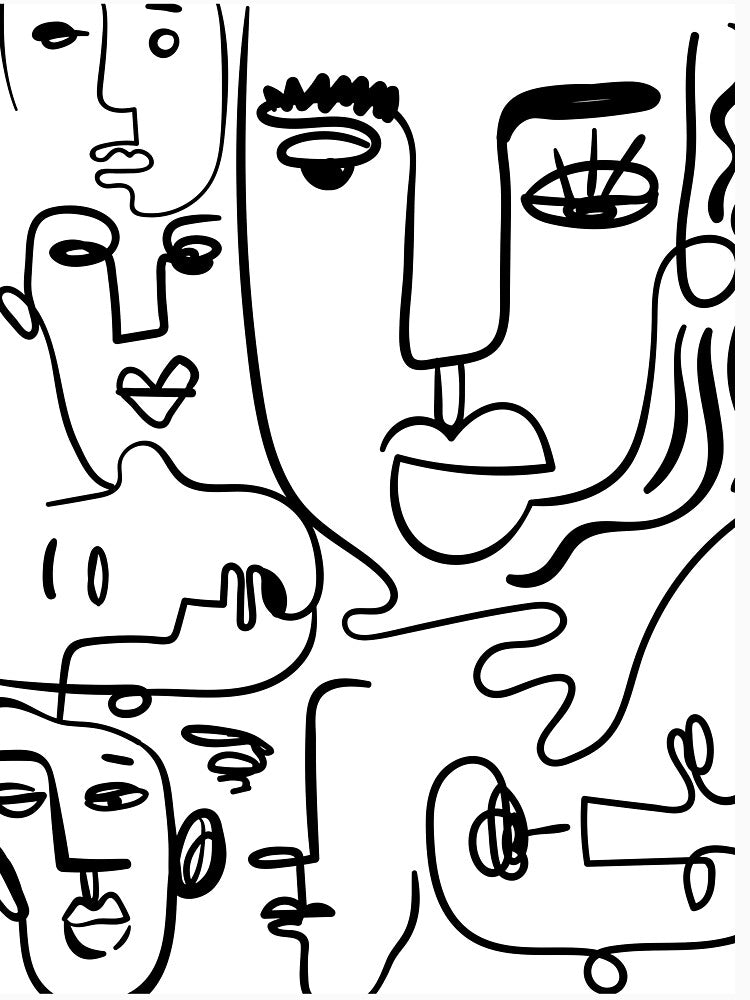 Faces One Line Art Print by Tinteria T-Shirts, Hoodie, Sweatshirt | BlankRebels.com (Image 3)