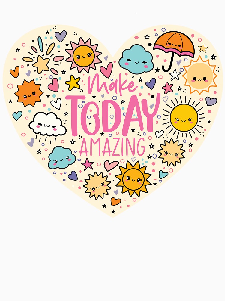 Make Today Amazing. Cute Kawaii Weather with suns, umbrellas and clouds by The Waifoo's Studio T-Shirts,... (Image 3)