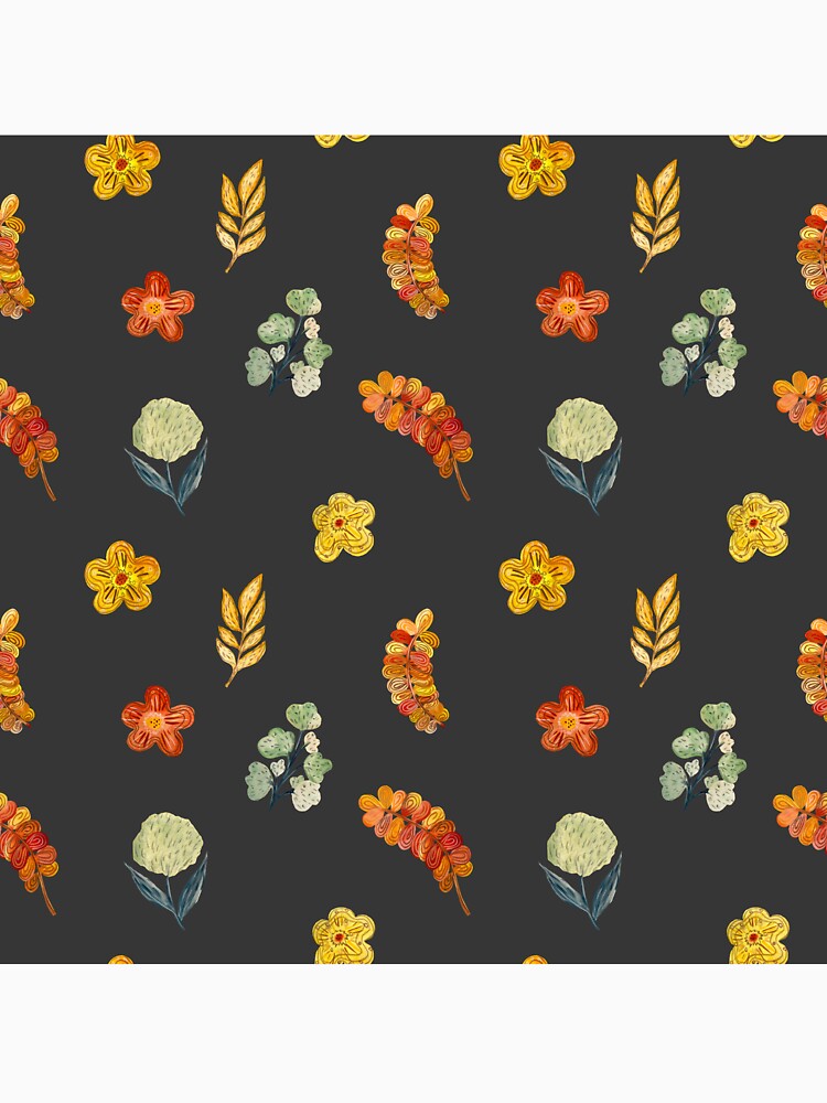 Flower red green orange simple seamless pattern grey by Yana Mustafina | Boho Soulful Designs T-Shirts, Hoodie,... (Image 3)