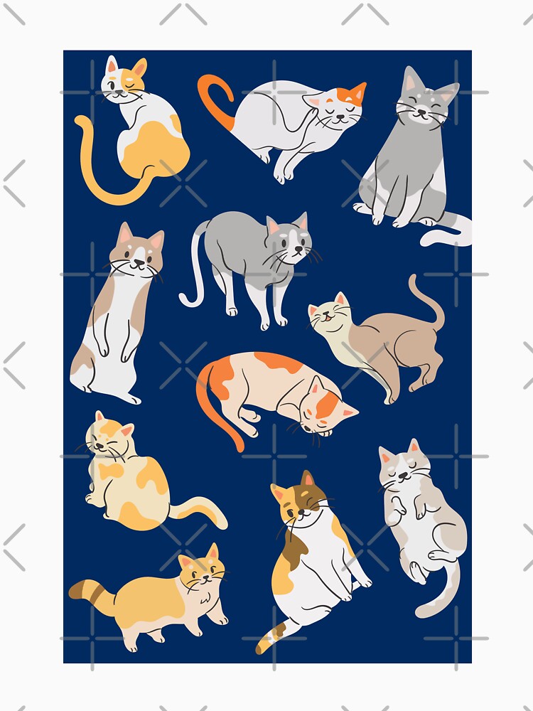 Mixed Cute Cat Pattern On Blue Background by Moodyandmellow T-Shirts, Hoodie, Sweatshirt | BlankRebels.com (Image 3)