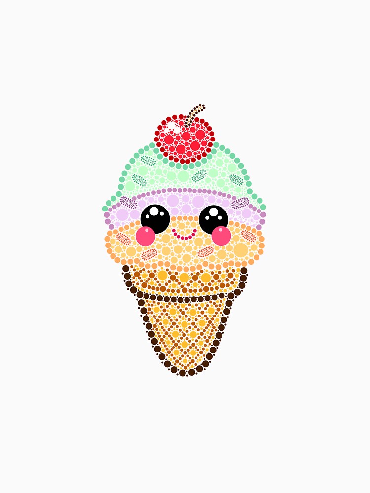 Kawaii Ice Cream Cone Dot Art by Cardiff Creative